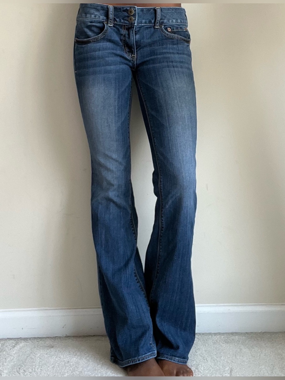 American Eagle Outfitters Blue Bootcut Jeans with Faded Wash
